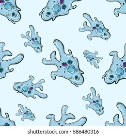 Seamless pattern with amoeba. Vector illustration