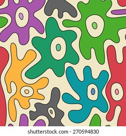 seamless pattern with amoebas, background with the simplest bacteria and microbes