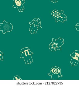 Seamless pattern with amulet Hamsa for your project