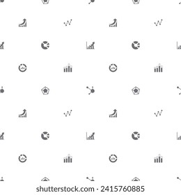 Seamless pattern with analytics and chart icon on white background. Included the icons as analysis, data, business, investment, pie chart, graph, bar graph, cluster And Other Elements
