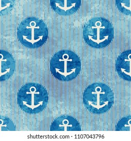 Seamless pattern with anchor. Can be used on packaging paper, fabric, background for different images, etc. Freehand drawing