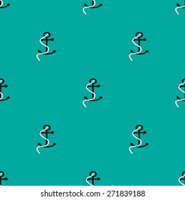 Seamless pattern with anchor on the blue background