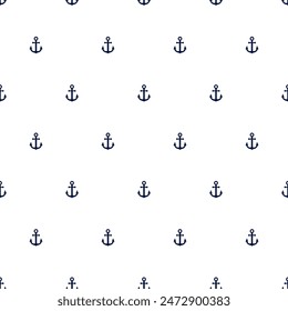 Seamless pattern with anchor. Sail strip. Sailing. Repeated sea anchors. Marine prints. Boat cruise. Repeating mautical background. Maritime patern. Simple design. Small motive. Vector illustration