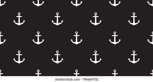 Seamless Pattern Anchor vector maritime Nautical sea ocean boat isolated wallpaper background black