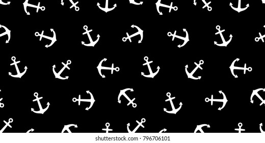 Seamless Pattern Anchor vector Nautical maritime isolated wallpaper background black