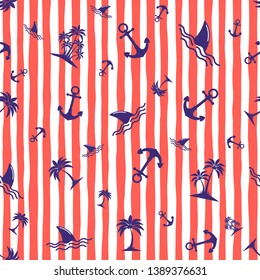 Seamless pattern with anchors. Background in marine style. Vector illustration