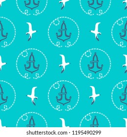 Seamless pattern with anchors. Backgrounds of marine theme.