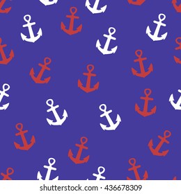 Seamless pattern with anchors. Marine background. Vector illustration.