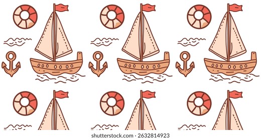 seamless pattern with anchors,  maritime vector design, art vector illustration