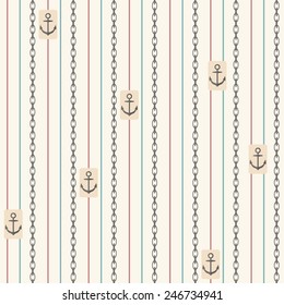 Seamless pattern with anchors. Nautical elements. Vector illustration