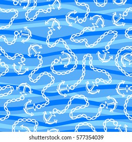 Seamless pattern with anchors. Ongoing backgrounds of marine theme.