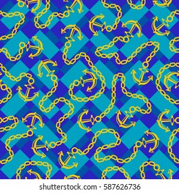 Seamless pattern with anchors. Ongoing backgrounds of marine theme.