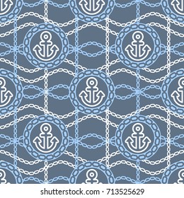 Seamless pattern with anchors. Ongoing backgrounds of marine theme.