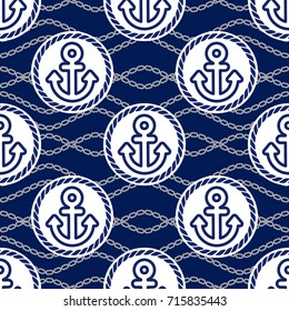 Seamless pattern with anchors. Ongoing backgrounds of marine theme.