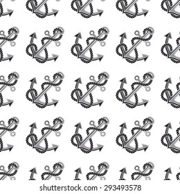 Seamless pattern with anchors and rope. Design element for wallpapers, web site background, baby shower invitation, birthday card, scrapbooking, fabric print etc. Vector illustration.
