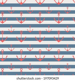 Seamless pattern with anchors. Square format suitable for wallpaper, fabric and wrapping