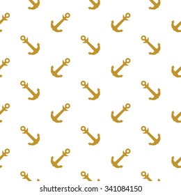 Seamless pattern with anchors.Nautical backgrounds with gold anchors .Marine theme.Vector illustration