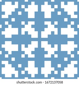 Seamless pattern. Ancient backdrop. Simple shapes ornament. Ethnic background. Tribal wallpaper. Figures, squares image. Tribe motif. Digital paper, web design, textile print, abstract. Vector artwork