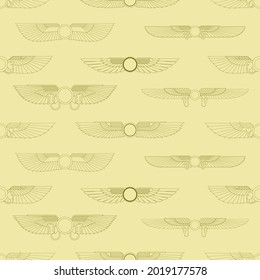 Seamless pattern with ancient egyptian symbol Winged sun for your project