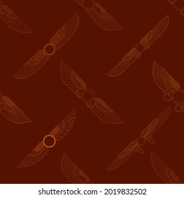 Seamless pattern with ancient egyptian symbol Winged sun for your project