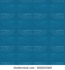 Seamless pattern with ancient egyptian symbol Winged sun for your project