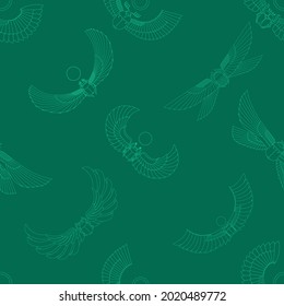 Seamless pattern with ancient egyptian symbol Scarab Winged sun for your project