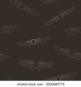 Seamless pattern with ancient egyptian symbol Winged sun for your project