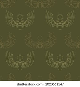 Seamless pattern with ancient egyptian symbol Scarab Winged sun for your project