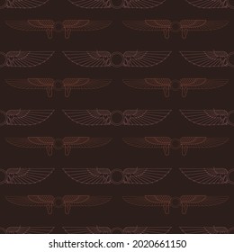 Seamless pattern with ancient egyptian symbol Winged sun for your project