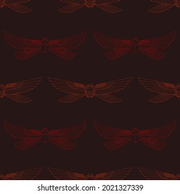 Seamless pattern with ancient egyptian symbol Scarab Winged sun for your project