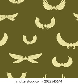 Seamless pattern with ancient egyptian symbol Winged sun for your project