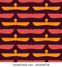 Seamless pattern with ancient egyptian symbol Scarab Winged sun for your project