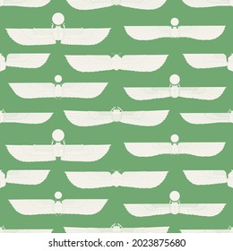 Seamless pattern with ancient egyptian symbol Scarab Winged sun for your project