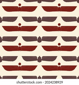 Seamless pattern with ancient egyptian symbol Scarab Winged sun for your project