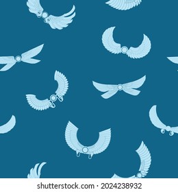 Seamless pattern with ancient egyptian symbol Winged sun for your project
