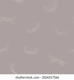Seamless pattern with ancient egyptian symbol Scarab Winged sun for your project