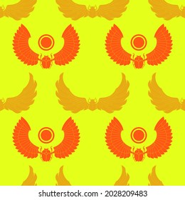 Seamless pattern with ancient egyptian symbol Scarab Winged sun for your project