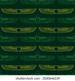 Seamless pattern with ancient egyptian symbol Winged sun for your project