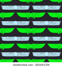 Seamless pattern with ancient egyptian symbol Winged sun for your project