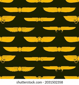 Seamless pattern with ancient egyptian symbol Winged sun for your project