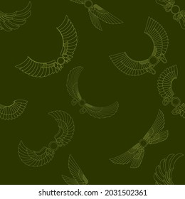Seamless pattern with ancient egyptian symbol Winged sun for your project