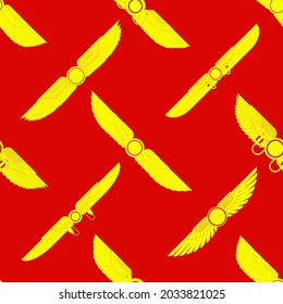 Seamless pattern with ancient egyptian symbol Winged sun for your project