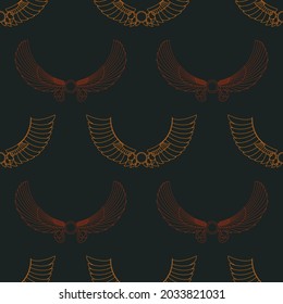 Seamless pattern with ancient egyptian symbol Winged sun for your project