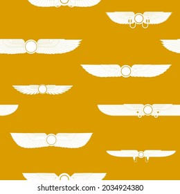 Seamless pattern with ancient egyptian symbol Winged sun for your project