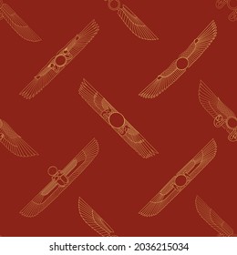 Seamless pattern with ancient egyptian symbol Winged sun for your project