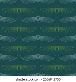 Seamless pattern with ancient egyptian symbol Scarab Winged sun for your project