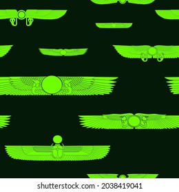 Seamless pattern with ancient egyptian symbol Winged sun for your project