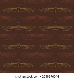 Seamless pattern with ancient egyptian symbol Scarab Winged sun for your project