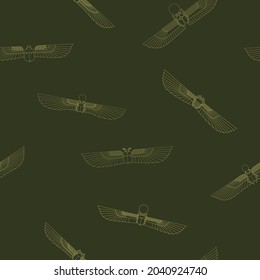 Seamless pattern with ancient egyptian symbol Scarab Winged sun for your project