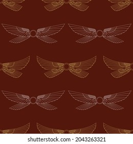 Seamless pattern with ancient egyptian symbol Winged sun for your project